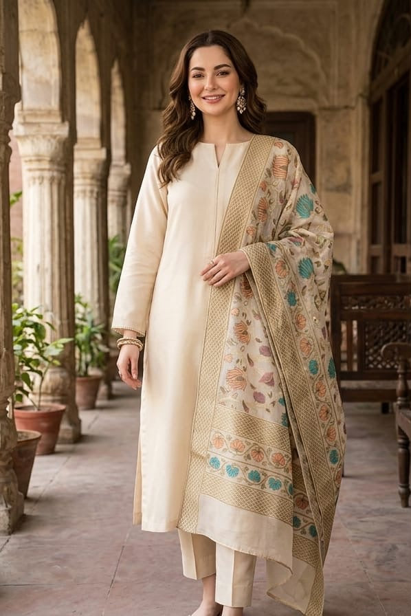 Premium Chanderi Silk Dupatta | Pure Chiffon | Premium Mellbury Resham Weaving | Dyeable | 2.5 Yards