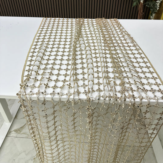 Trending Sheesh Dupatta – Golden 9mm Sequins Premium Cutwork (Bridal & Party Wear)