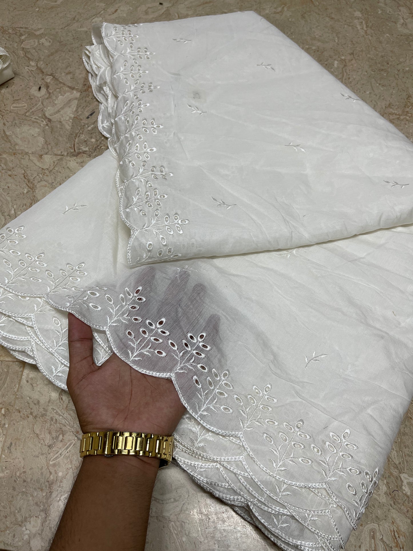 New White Voile Lawn Boring Dupatta with White Viscose Embroidery – Dyeable | Badar and Sons