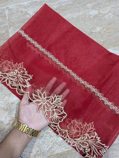 High Quality Polyester Coloured Organza Dupatta – Multiple Colours | Badar and Sons
