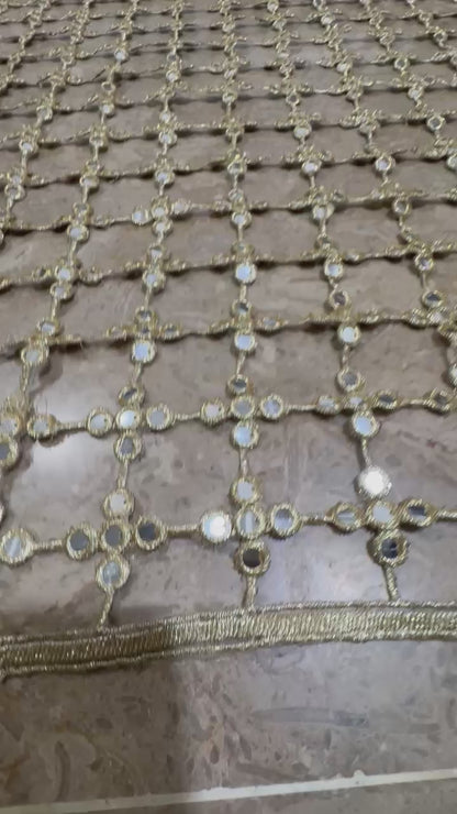 Trending Sheesh Dupatta – Golden 9mm Sequins Premium Cutwork (Bridal & Party Wear)